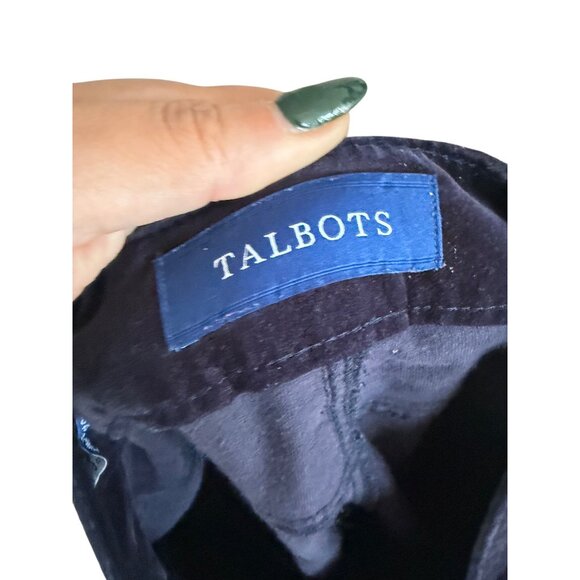 TALBOTS navy Blue Velvety High Waist Curvy Straight Leg Pants Size 14P - Picture 3 of 5